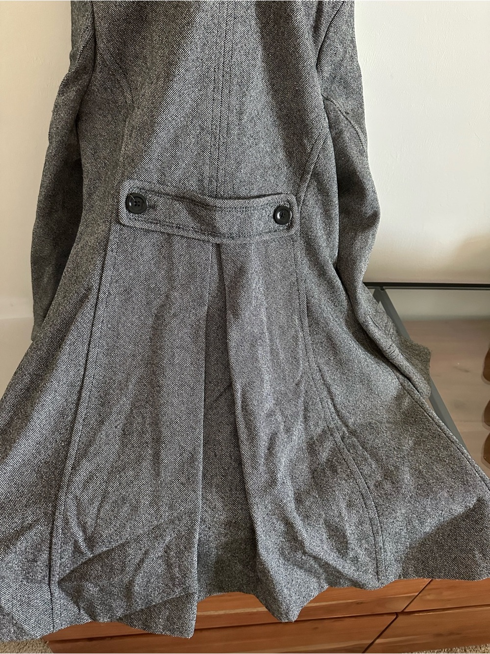 Lands End Grey Black Marl Wool Military Pea Coat Button Winter Size 10 - Picture 8 of 9